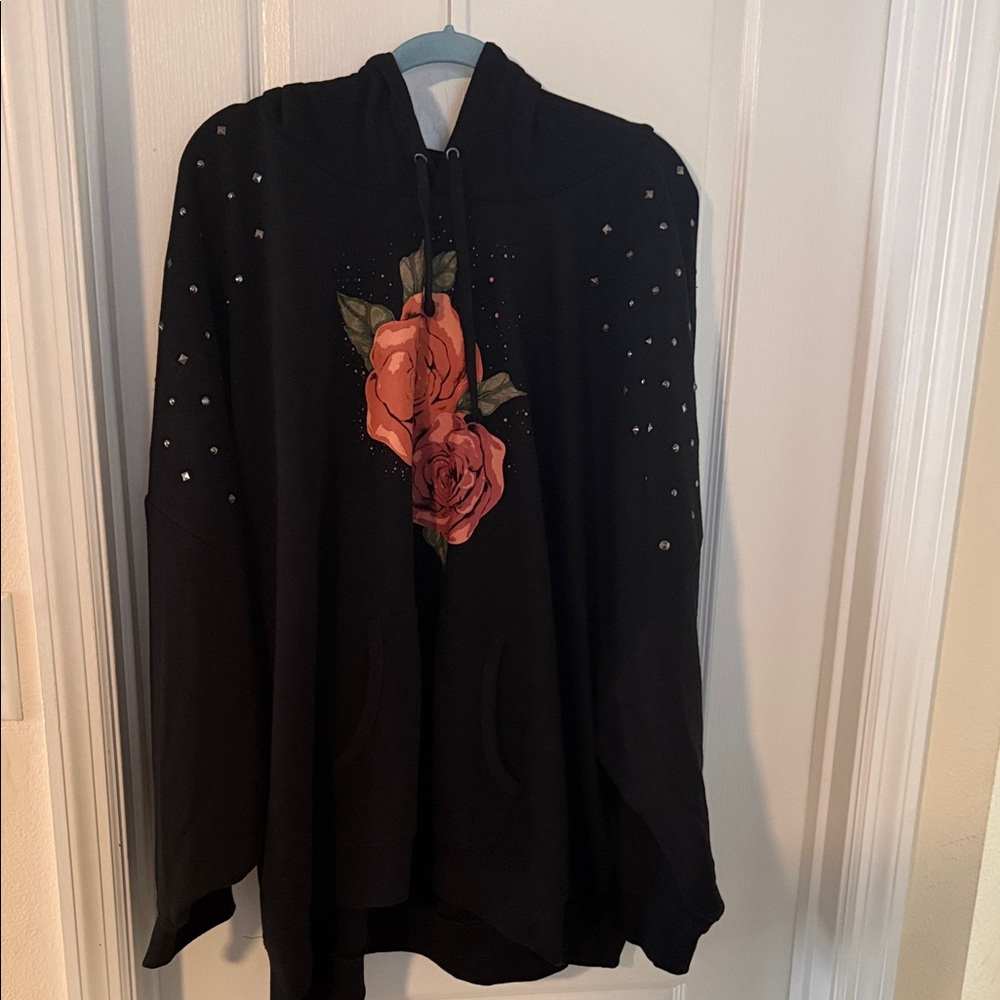 Torrid Deep Black Mystic Moon Relaxed Cozy Fleece Studded Hoodie